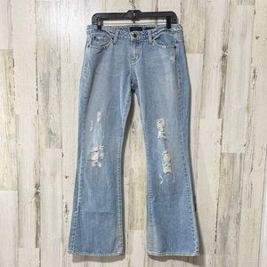 Aeropostale Light Blue Distressed Low Rise Flare Jeans
